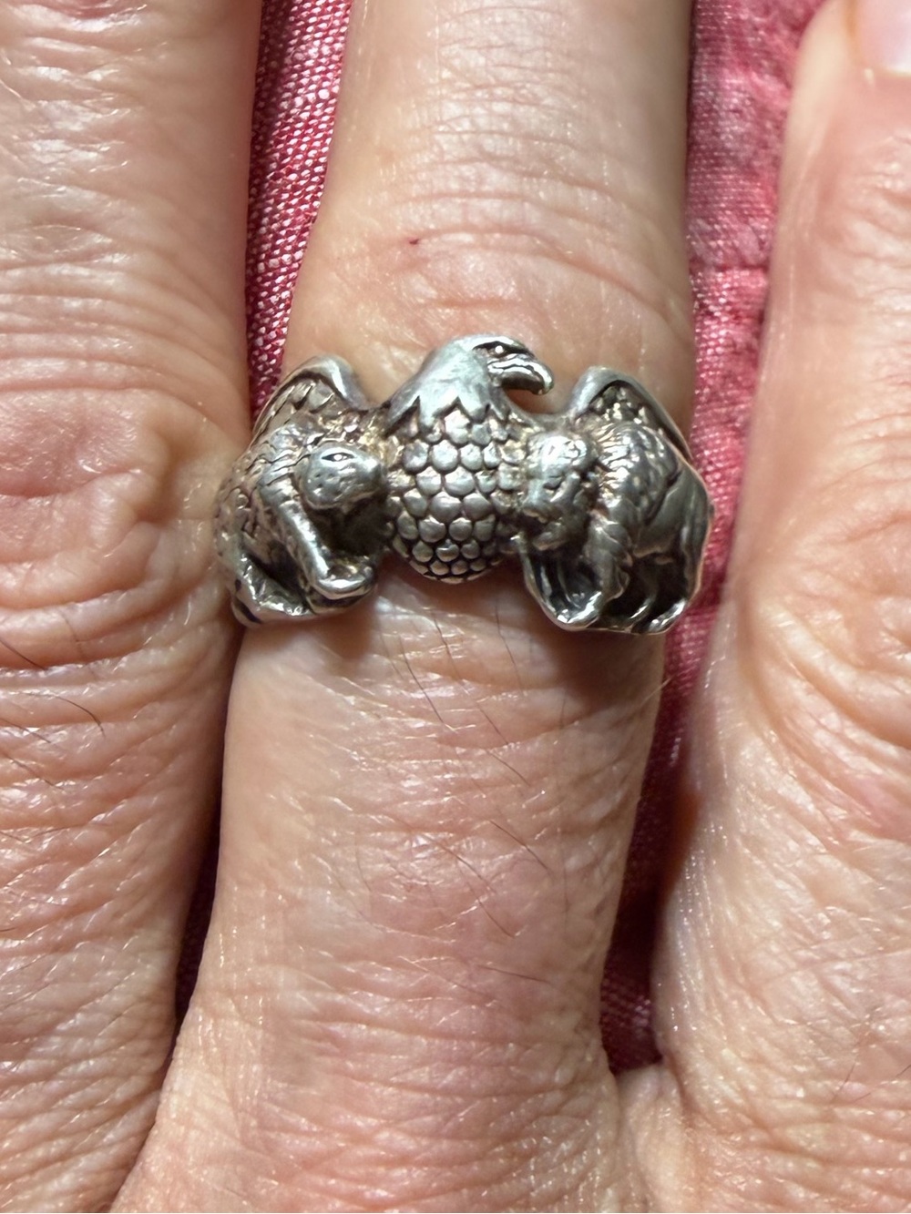 Vintage 925 Sterling Silver Eagle Buffalo Grizzly Bear Ring Size 10